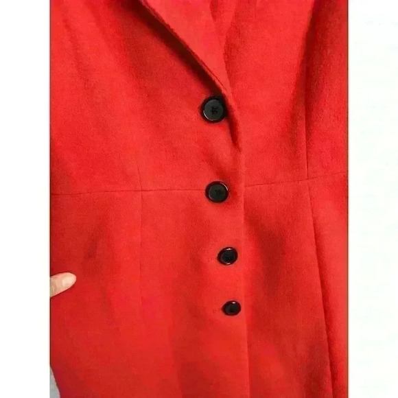 Robbi & Nikki Red Peplum Pea Coat Red Size S Button Front Lined Heavy EUC - Picture 10 of 16